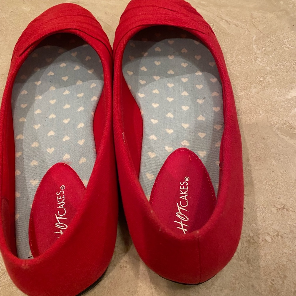 Hot Cakes Red Women's Flats - Picture 2 of 5